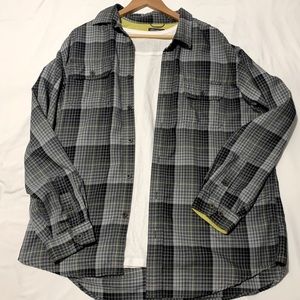 Eddie Bauer Gray Plaid Casual Dress Shirt